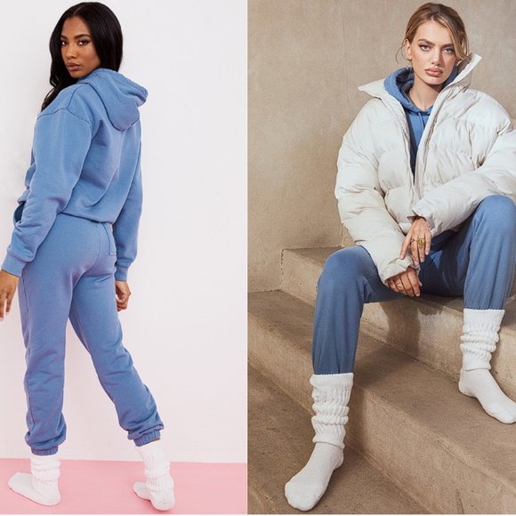 HOUSE OF CB 'Sky' Azure Fleece Back Jogging Trouser NWOT - Picture 3 of 4